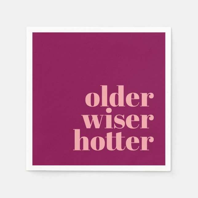 Serviette En Papier Anniversaire plus sage Hotter Bold violet rose (Devant)
