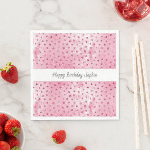 Serviette En Papier Anniversaire Points Rose Pailletés