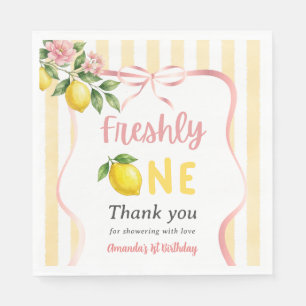 Serviette En Papier Anniversaire Premier Bow Rose Jaune Citron Frais