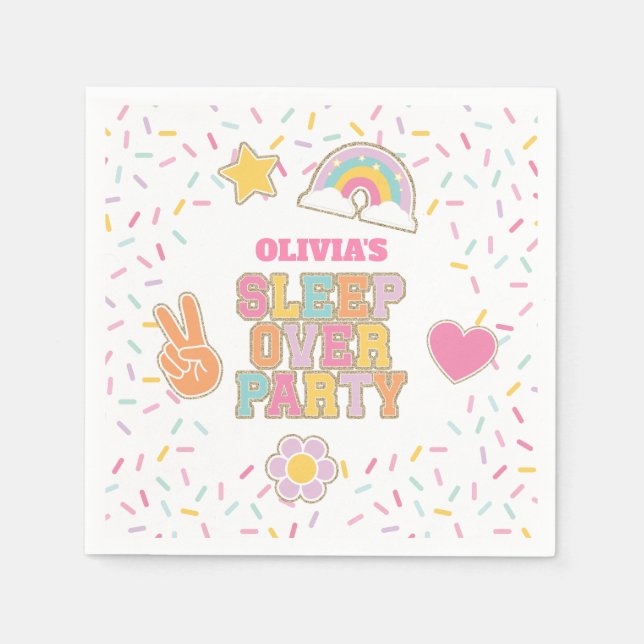 Serviette En Papier Anniversaire Pyjama Party Preppy Patch (Devant)