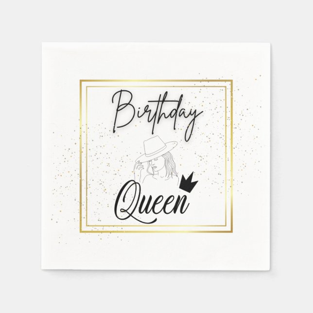 Serviette En Papier Anniversaire Queen Napkins (Devant)