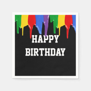 Serviette En Papier Anniversaire Rainbow Peintures Drives