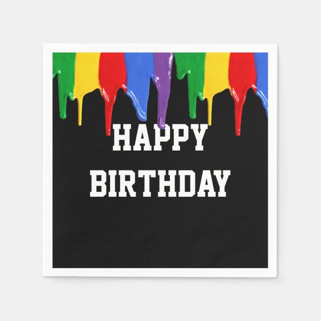 Serviette En Papier Anniversaire Rainbow Peintures Drives (Devant)