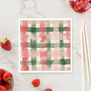 Serviette En Papier Anniversaire Rayures Carreaux Blancs Carreaux Vert