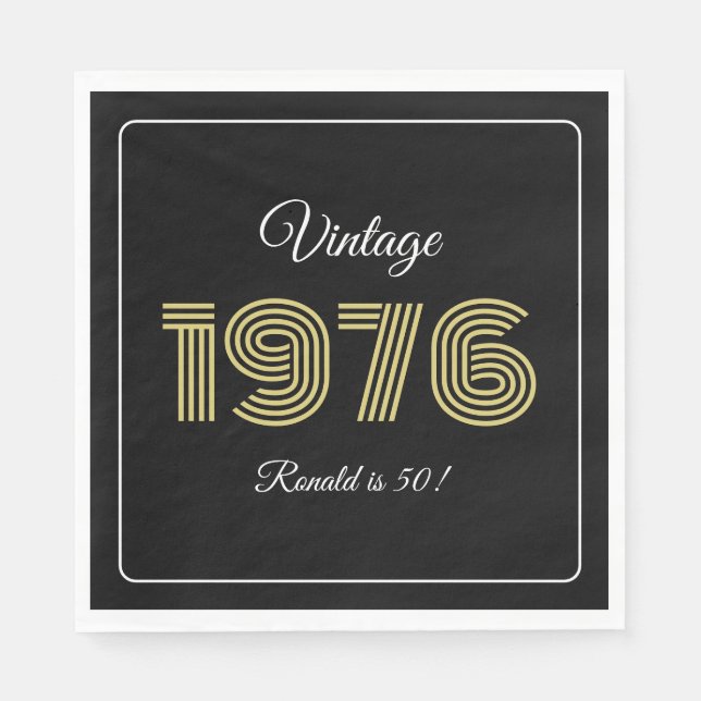Serviette En Papier Anniversaire Rétro 1976 50 ans (Devant)