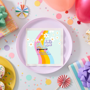 Serviette En Papier Anniversaire Rétro Arc-en-ciel de Roller Groovy