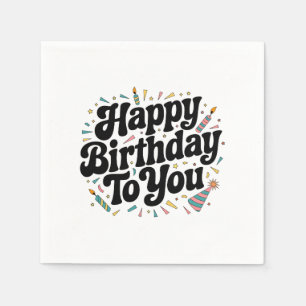 Serviette En Papier Anniversaire Rétro Confettis