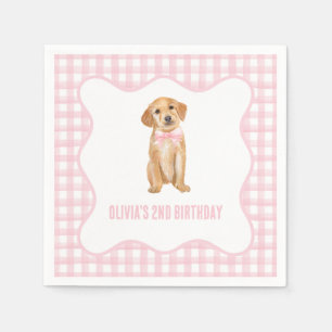 Serviette En Papier Anniversaire rose chiot
