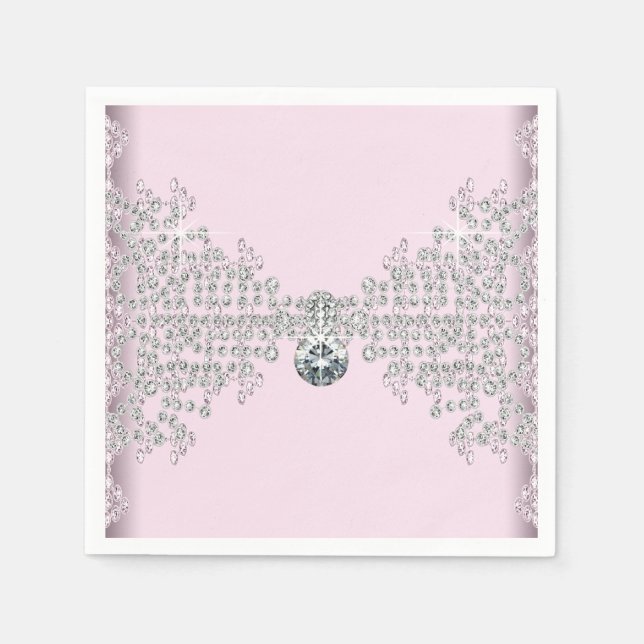 Serviette En Papier Anniversaire rose diamant (Devant)