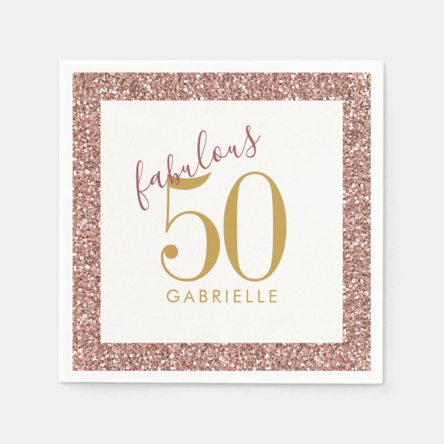 Serviette En Papier Anniversaire Rose Gold Parties scintillant Fabriqu (Devant)