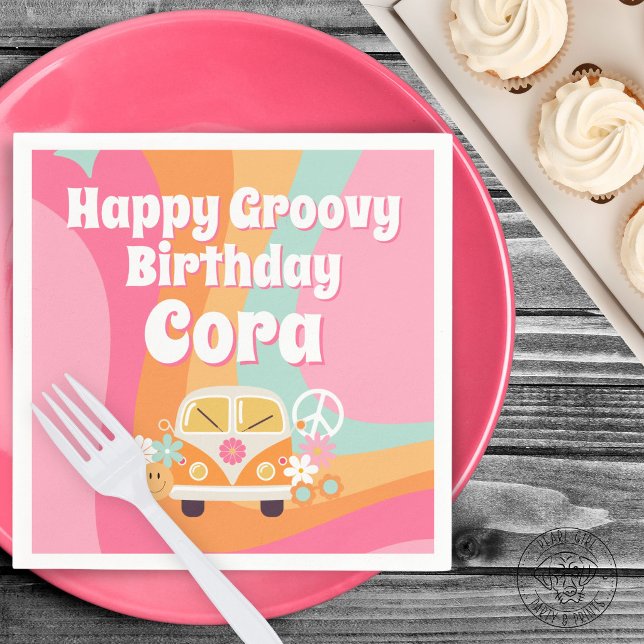 Serviette En Papier Anniversaire Rose Groovy (Créateur téléchargé)