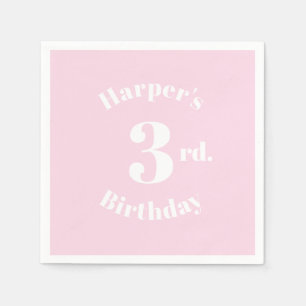 Serviette En Papier Anniversaire rose pâle Nom et numéro personnalisés