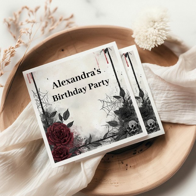Serviette En Papier Anniversaire Roses de sang gothiques (Créateur téléchargé)