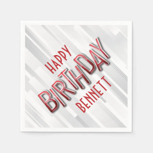 Serviette En Papier Anniversaire rouge adulte moderne