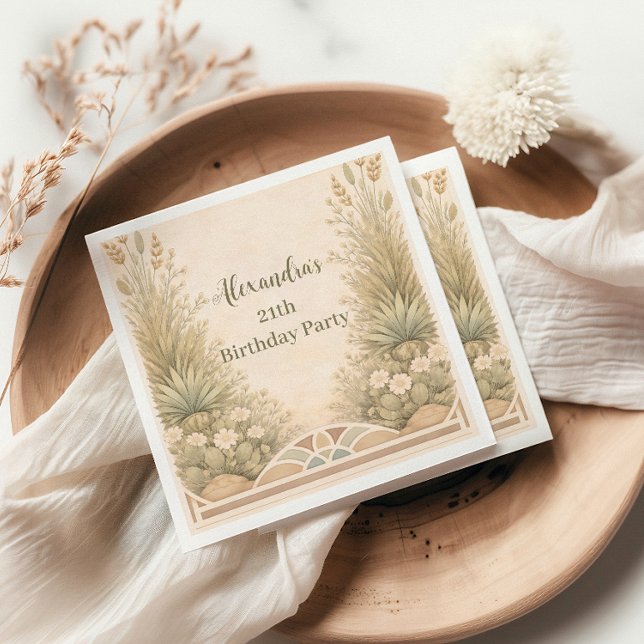 Serviette En Papier Anniversaire Rustique de Prairie Désertique (Créateur téléchargé)