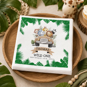 Serviette En Papier Anniversaire Safari Tropical Jungle Wild One