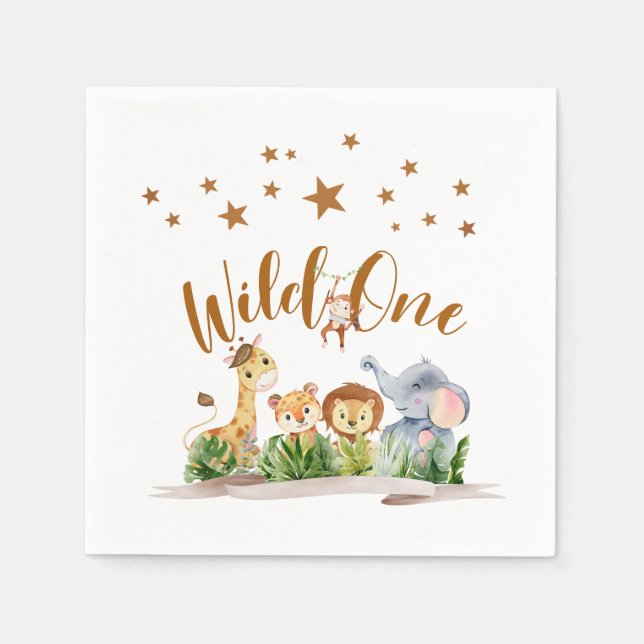 Serviette En Papier Anniversaire Safari Wild One (Devant)