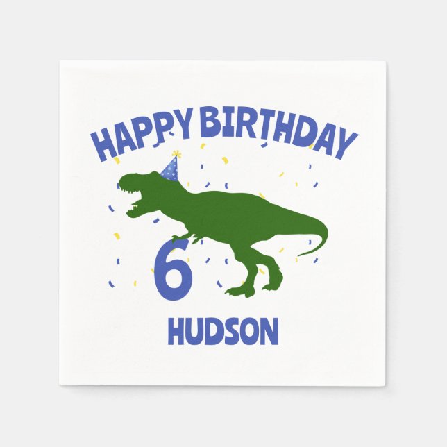 Serviette En Papier "Anniversaire-Saurus" Dinosaure pour enfants Anniv (Devant)