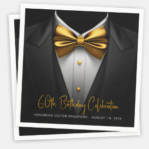 Serviette En Papier Anniversaire Smoking Or Noir Hommes
