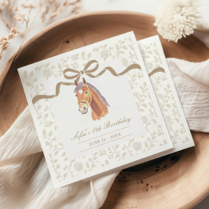 Serviette En Papier Anniversaire sur le thème du cheval Toile Marron N