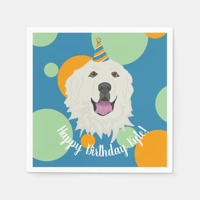 Serviette En Papier Anniversaire sur mesure Great Pyrenees (Devant)