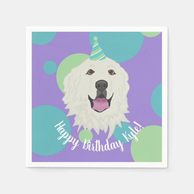 Serviette En Papier Anniversaire sur mesure Great Pyrenees (Devant)
