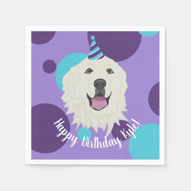 Serviette En Papier Anniversaire sur mesure Great Pyrenees (Devant)