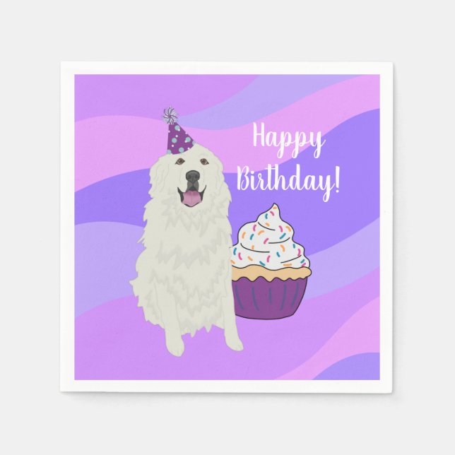 Serviette En Papier Anniversaire sur mesure Great Pyrenees (Devant)