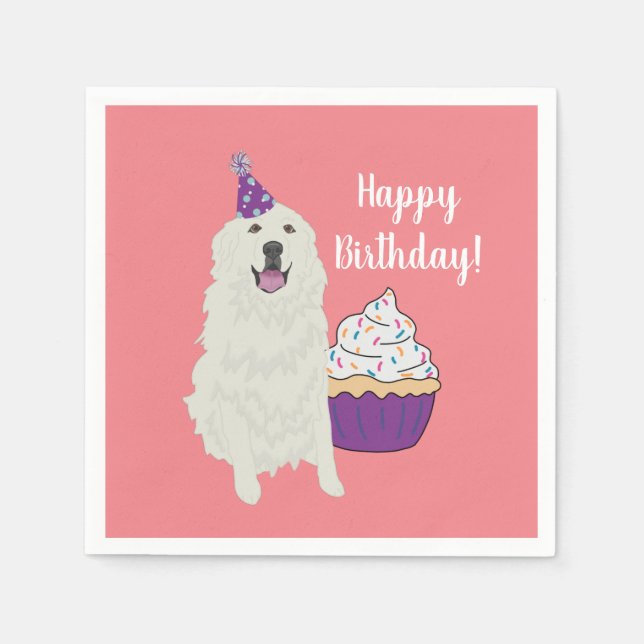 Serviette En Papier Anniversaire sur mesure Great Pyrenees Mountain Do (Devant)