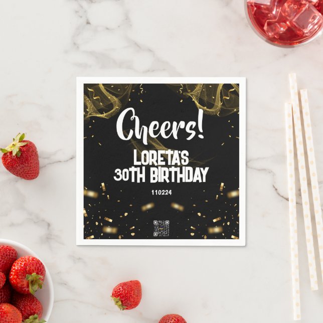 Serviette En Papier Anniversaire surpris adulte Napkin noir (En situation)