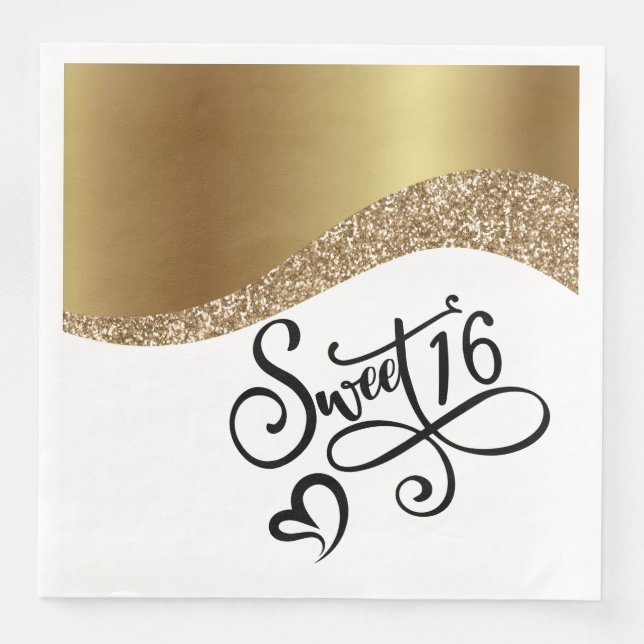 Serviette En Papier Anniversaire Sweet Sixteen (Devant)