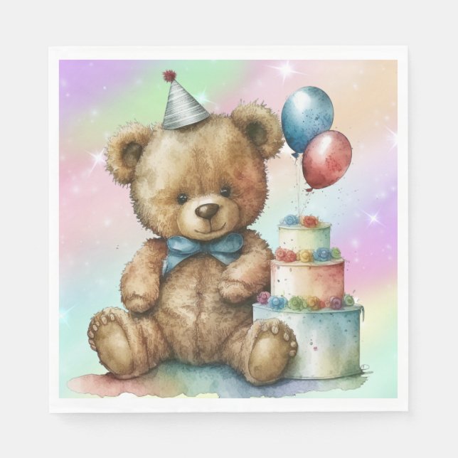 Serviette En Papier Anniversaire Teddy Bear (Devant)