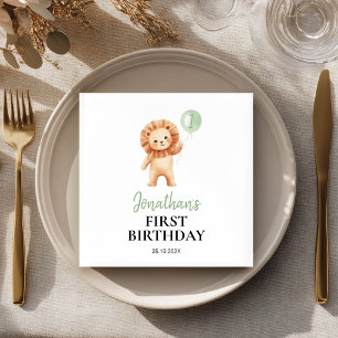 Serviette En Papier Anniversaire Thème Ballon Sage Lion Mignon Wild On