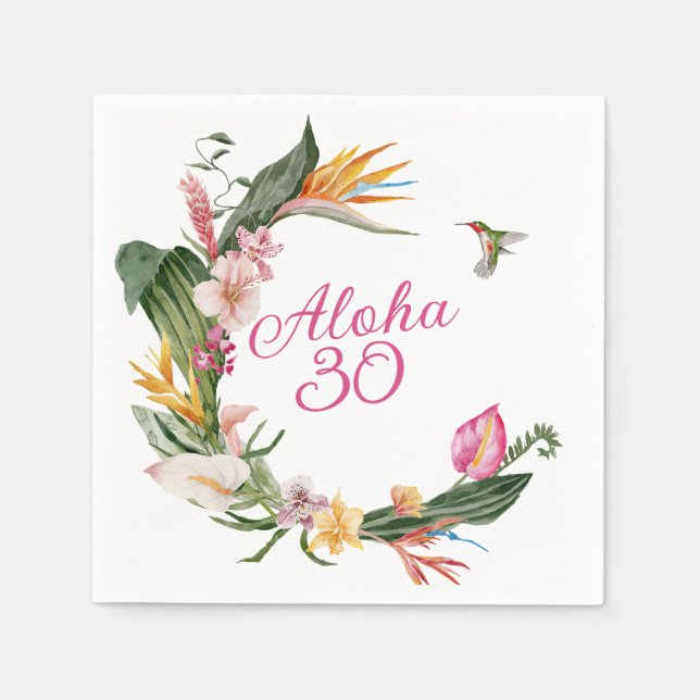 Serviette En Papier Anniversaire tropical d'Aloha (Devant)