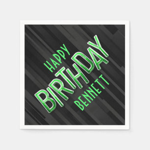 Serviette En Papier Anniversaire vert adulte moderne