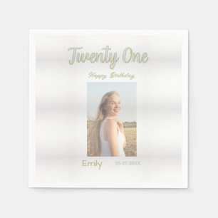 Serviette En Papier anniversaire vingt et un ans photo ombre fille gri
