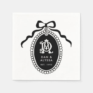 Serviette En Papier Anniversaire Vintage noir et blanc