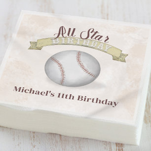 Serviette En Papier Anniversaire Vintage Whimsical Baseball All Star P