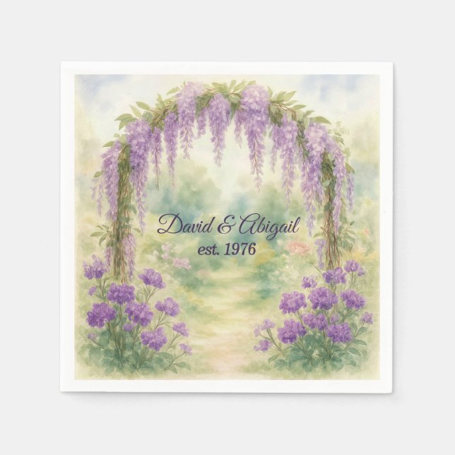 Serviette En Papier Anniversaire Wisteria Archway dans un jardin d'été (Devant)