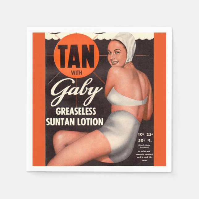 Serviette En Papier Annonce de Gaby Suntan 1950 (Devant)