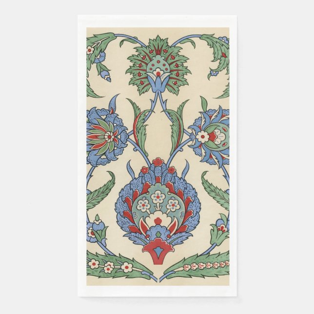 Serviette En Papier Antique 1885 Fleur et Motif Feuille (Devant)