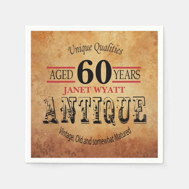 Serviette En Papier Antique 60e anniversaire Design (Devant)