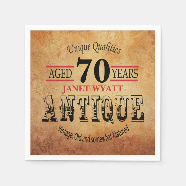 Serviette En Papier Antique 70e anniversaire Design (Devant)