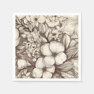 Serviette En Papier Antique Apothicaire Floral Sépia Herbier