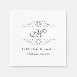 Serviette En Papier Antique Argent Flourdissant Monogramme Mariage Nap