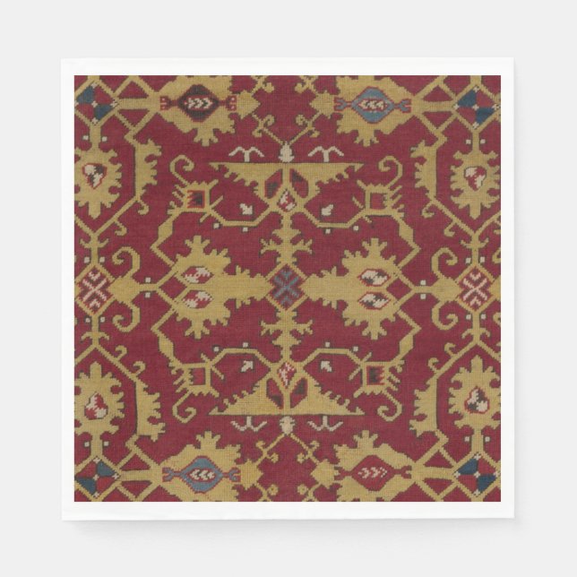 Serviette En Papier Antique géométrique Oriental Perse Motif rouge (Devant)