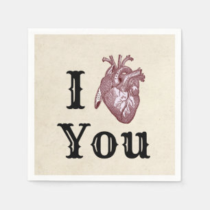 Serviette En Papier Antique I Heart You
