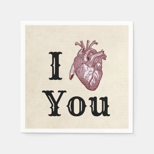 Serviette En Papier Antique I Heart You (Devant)