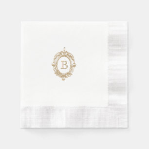 Serviette En Papier Antique or Monogram Crest Mariage