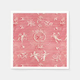 Serviette En Papier Antique rose rouge Anges et Coeurs cupides